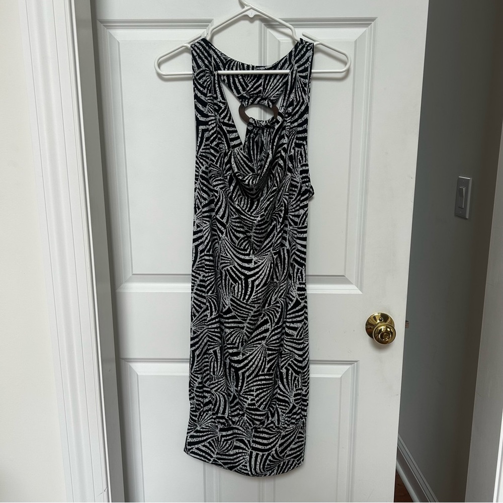 Black & White Patterned Midi Dress - Sleeveless